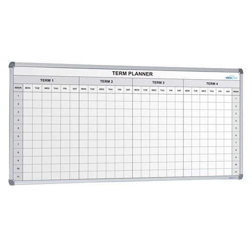 Visionchart Term Planner Whiteboard 4 Term Magnetic 2400x1200mm White